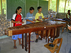 Student playing Marimba